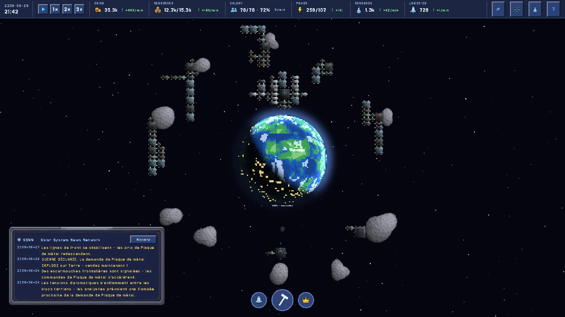 A busy multi-tier production base spanning a full region.