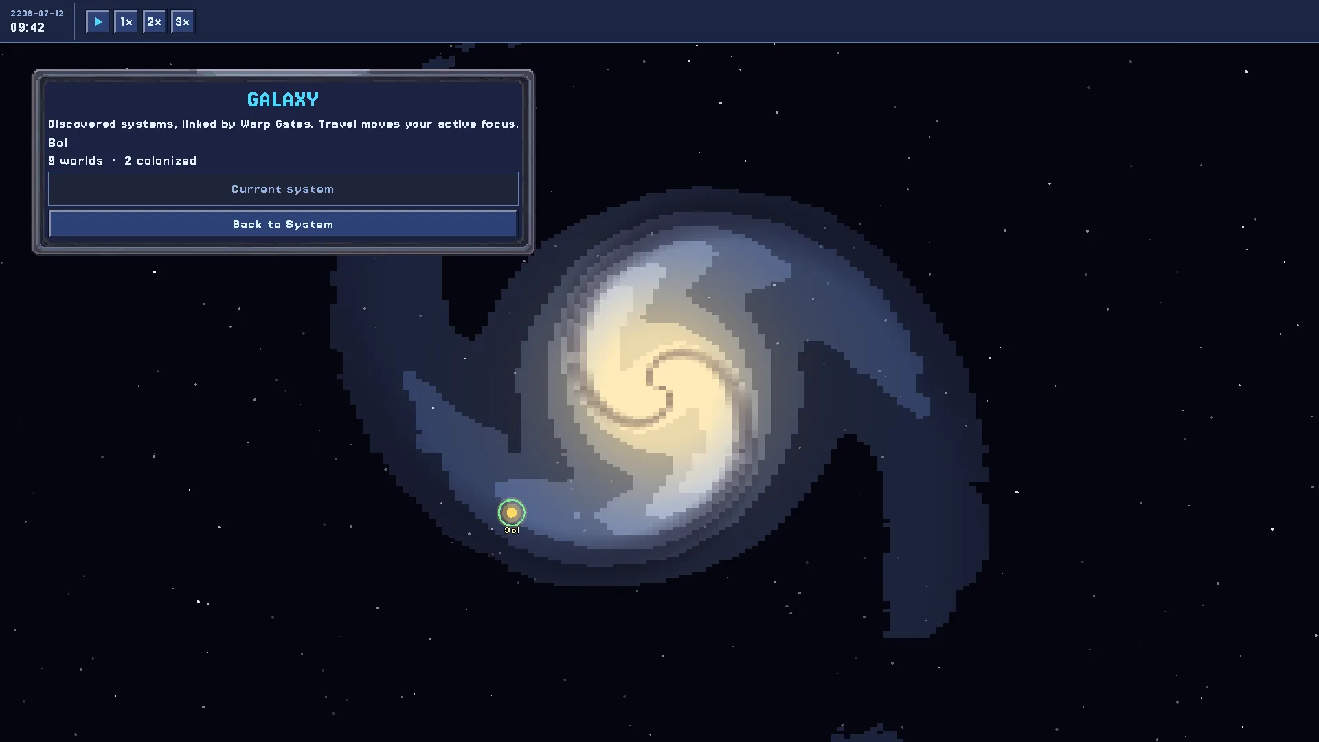 The galaxy map of new star systems, opened by the Warp Gate.