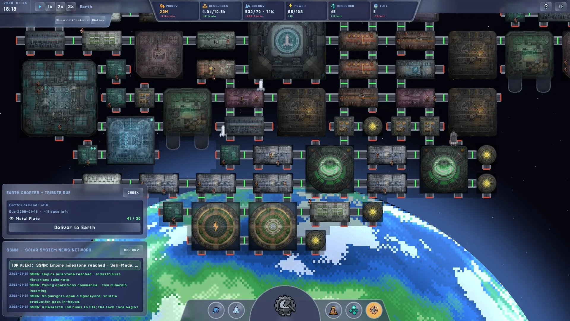 A sprawling multi-module station filling the view above Earth.